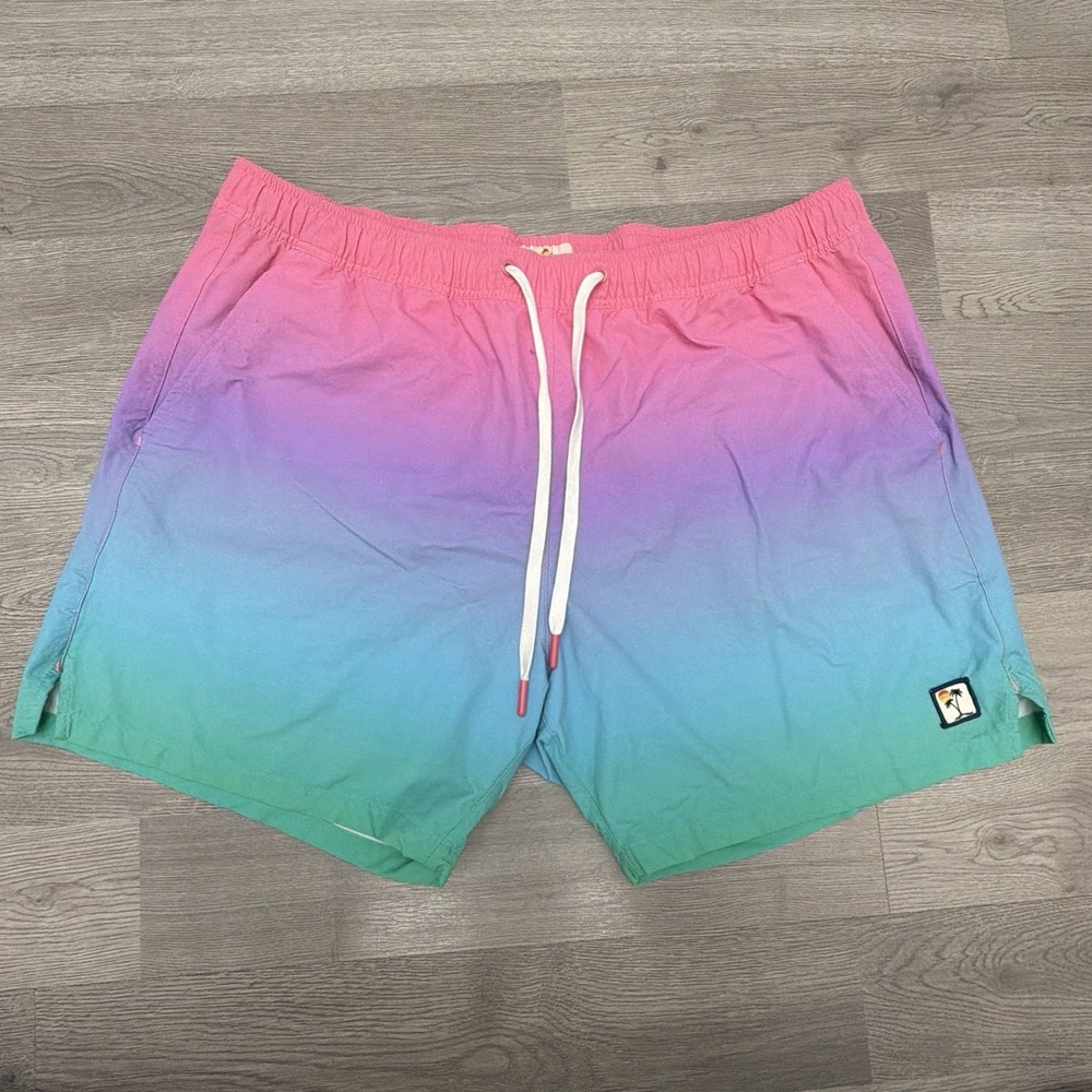 Marine Layer Board Shorts Men's XL Pink Blue Ombre Swim Trunks Stretch